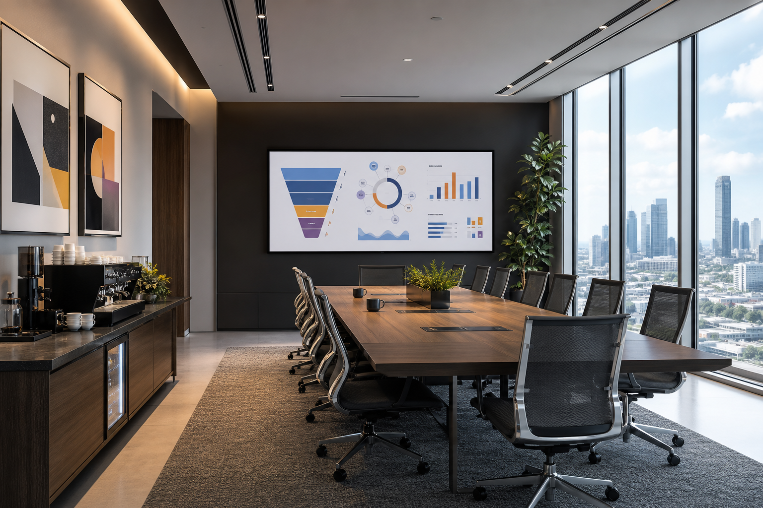 Modern Conference Room With Cityscape View